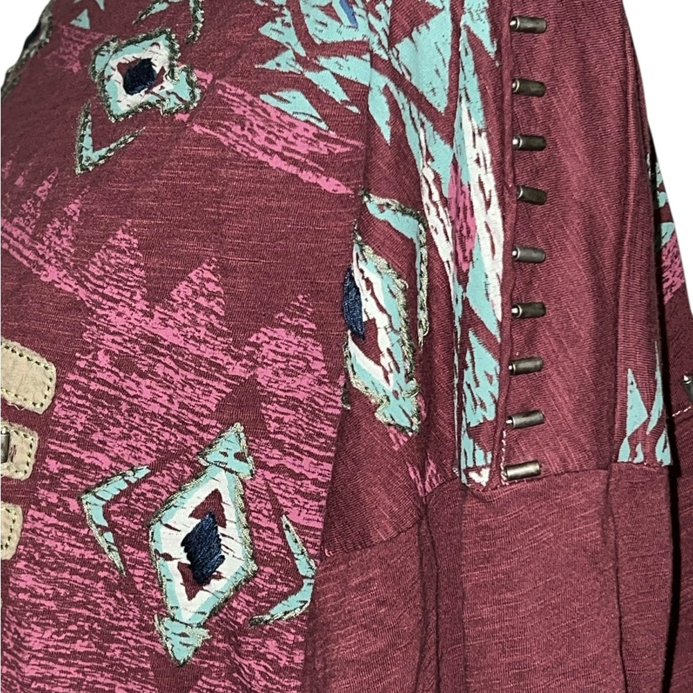 Double D Ranch Mauve Southwestern Graphic Tee with Turquoise & Navy Accents - Picture 7 of 10